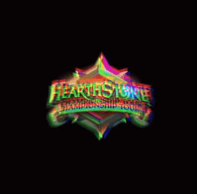 A Colorful Logo For The Hearthstone Championship Tour Appears On A Black Background GIF