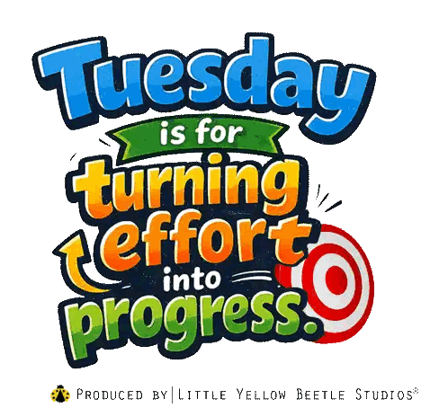 A Colorful Logo For Tuesday Is For Turning Effort Into Progress Sticker