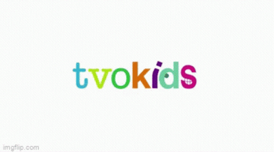 A Colorful Logo For Tvokids With A Hand On It GIF