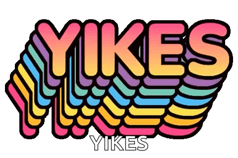 A Colorful Logo For Yikes Yikes With A Rainbow Design GIF