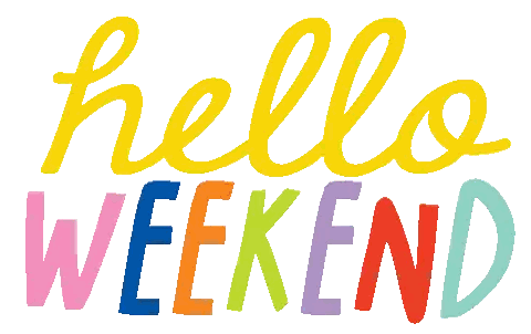 A Colorful Logo That Says Hello Weekend Sticker