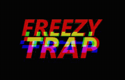 A Colorful Neon Sign That Says Freezy Trap On A Black Background GIF