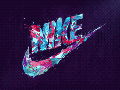 A Colorful Nike Logo With A Lightning Bolt On A Purple Background GIF