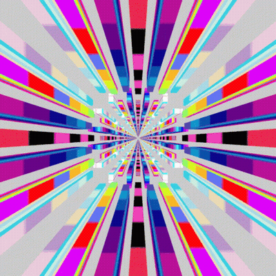 A Colorful Optical Illusion That Appears To Be Going Through A Tunnel GIF