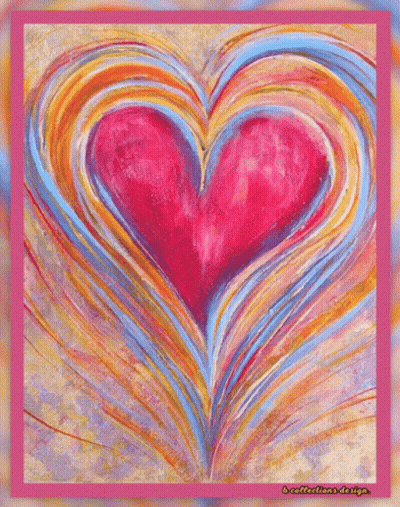 A Colorful Painting Of A Heart With A Pink Border By Collections Design GIF