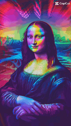 A Colorful Painting Of A Woman With The Word Copcut At The Top GIF