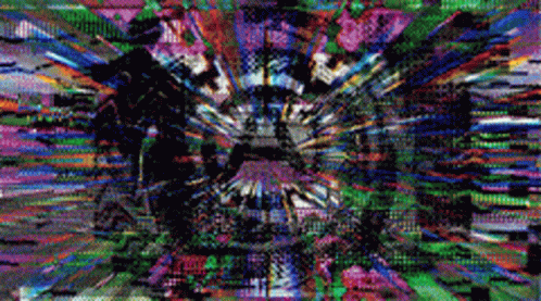 A Colorful Painting With A Clock In The Middle GIF