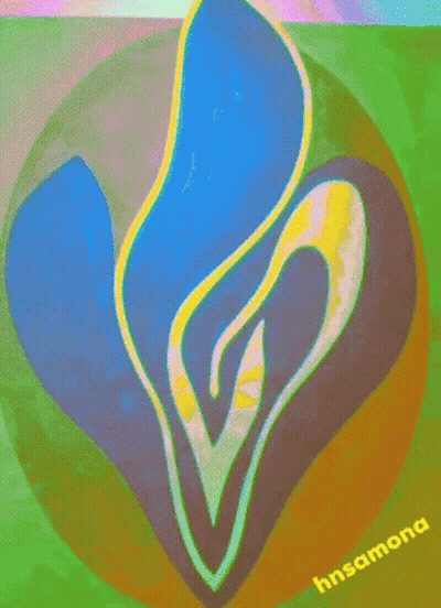 A Colorful Painting With The Name Hnsamona On The Bottom Right GIF