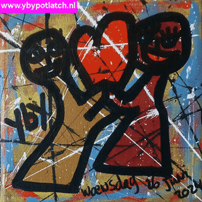 A Colorful Painting With The Website Www.ybypotlatch.nl In The Upper Right Corner GIF