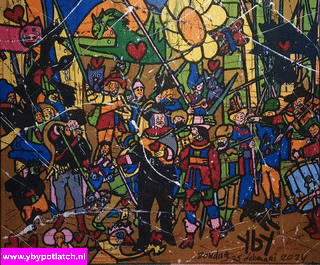 A Colorful Painting With The Website Www.ybypotlatch.nl Underneath GIF