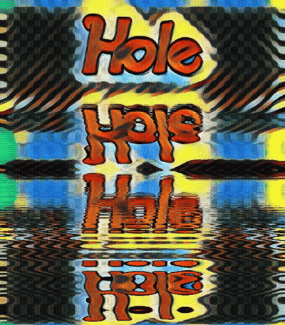 A Colorful Painting With The Word Hole In Red GIF