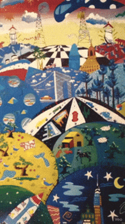 A Colorful Painting With The Word Veo On The Bottom Left GIF