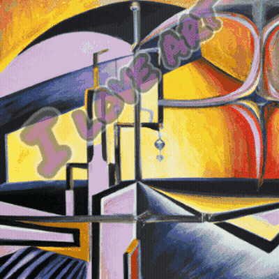 A Colorful Painting With The Words " I Love Art " On The Bottom GIF