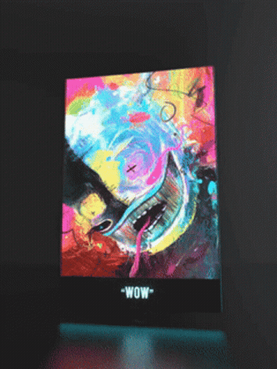 A Colorful Painting With The Words Wow On The Bottom GIF