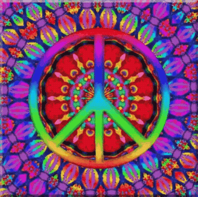 A Colorful Peace Sign On A Colorful Background GIF