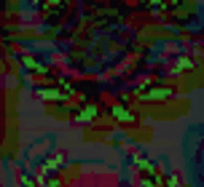 A Colorful Pixel Art Painting Of A Crab With Green Eyes . GIF