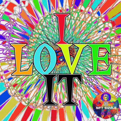 A Colorful Poster That Says I Love It On It GIF