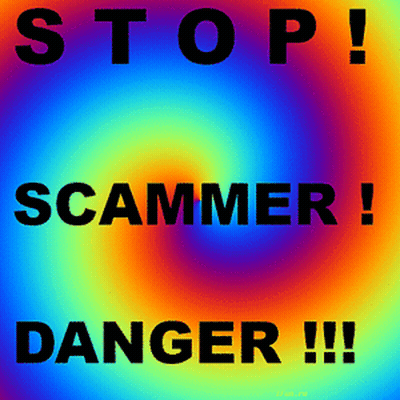 A Colorful Poster That Says Stop Scammer Danger GIF