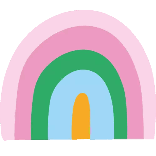 A Colorful Rainbow With A Pink Center And Green Edges Sticker