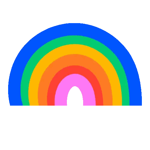 A Colorful Rainbow With A White Background Sticker