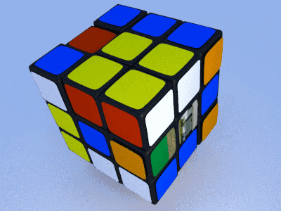 A Colorful Rubik 'S Cube With A Blue Background GIF