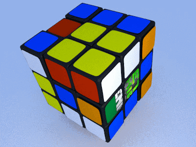 A Colorful Rubik 'S Cube With The Letters Rb On The Bottom GIF