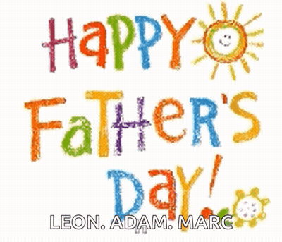 A Colorful Sign That Says Happy Father 'S Day With A Sun And Butterfly GIF