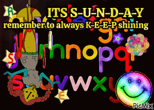 A Colorful Sign That Says It 'S U-N-D-A-Y GIF