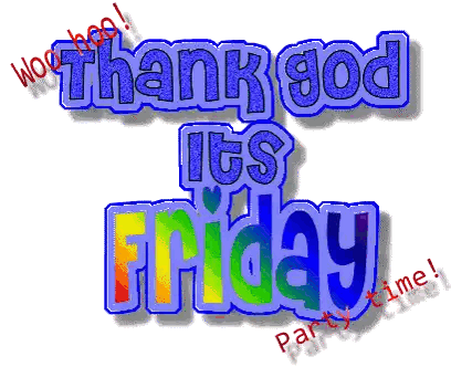 A Colorful Sign That Says " Thank God It 'S Friday " Sticker
