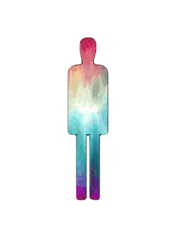 A Colorful Silhouette Of A Man With Two Legs And A Head Sticker