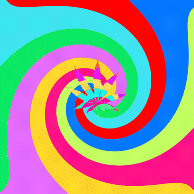 A Colorful Spiral With A Leaf In The Middle GIF