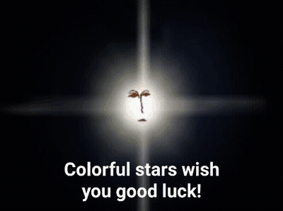 A Colorful Stars Wish You Good Luck Poster With A Star In The Middle GIF