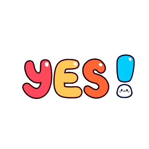 A Colorful Sticker That Says Yes With A Blue Exclamation Point Sticker