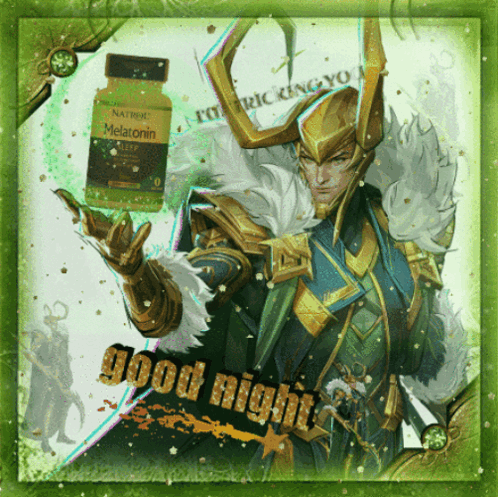 A Comic Book Character Holding A Bottle Of Melatonin GIF