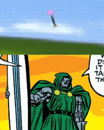 A Comic Book Character Is Holding A Sword And A Speech Bubble Says " Did It Take Th " GIF