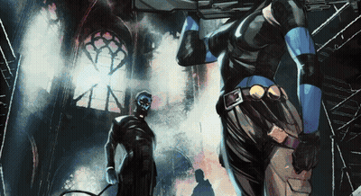 A Comic Book Drawing Of A Man With A Gun And A Mask GIF