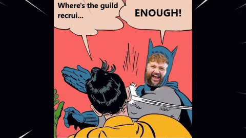 A Comic Book Drawing Of Batman And Robin Talking About Where The Guild Recruits GIF