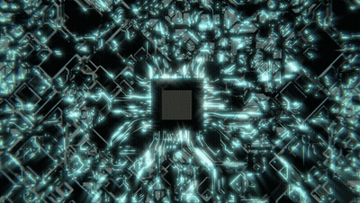 A Computer Circuit Board With A Square In The Center GIF
