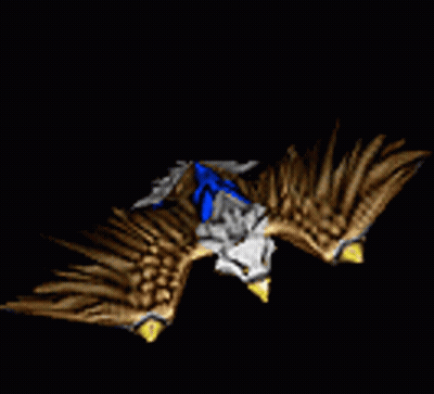 A Computer Generated Image Of A Bird With Blue And White Feathers On Its Wings GIF