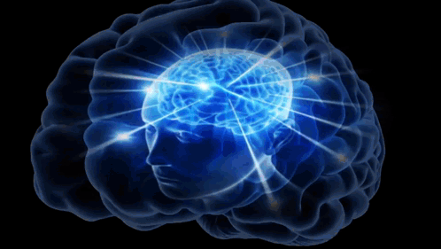 A Computer Generated Image Of A Brain With Light Coming Out Of It GIF