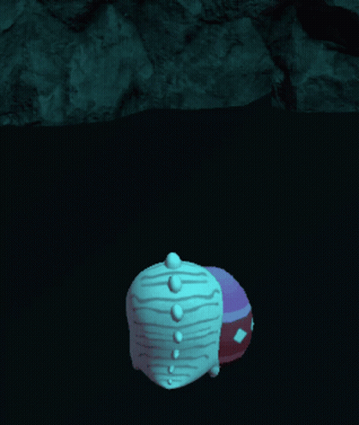 A Computer Generated Image Of A Cave With Purple And Blue Petals GIF