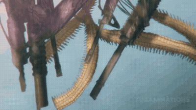 A Computer Generated Image Of A Dragon 'S Skeleton GIF