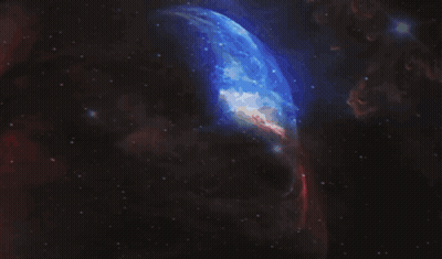 A Computer Generated Image Of A Galaxy With A Blue And Red Background GIF