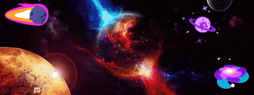 A Computer Generated Image Of A Galaxy With Planets And Asteroids GIF
