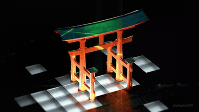 A Computer Generated Image Of A Gate With A Green Light Coming Out Of It GIF