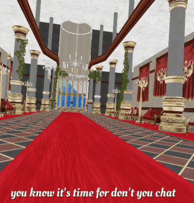 A Computer Generated Image Of A Hallway With A Red Carpet And The Words You Know It 'S Time For GIF