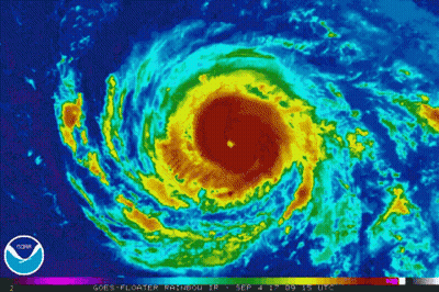 A Computer Generated Image Of A Hurricane With The Words Goes-Floater Rainbow In The Upper Right Corner GIF