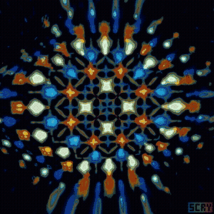 A Computer Generated Image Of A Kaleidoscope With The Letters Scry Below It GIF