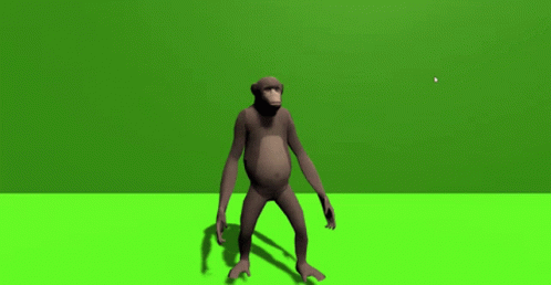 A Computer Generated Image Of A Monkey Dancing On A Green Screen GIF
