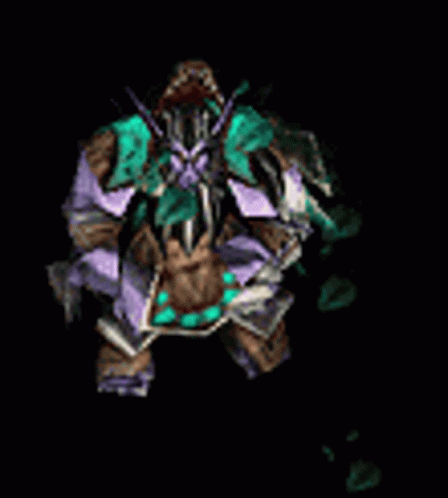 A Computer Generated Image Of A Monster With A Black Background And A Green Glowing Head . GIF
